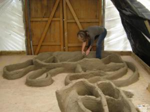 Llanharran's hourse and Cefn Pennar's Dragon,in Groundwork's Polytunnel,Aberdare.