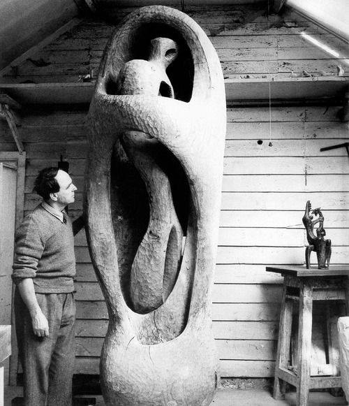Henry Moore at work.