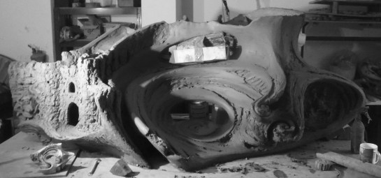 The structure is nearly complete and the art-work is roughed in.